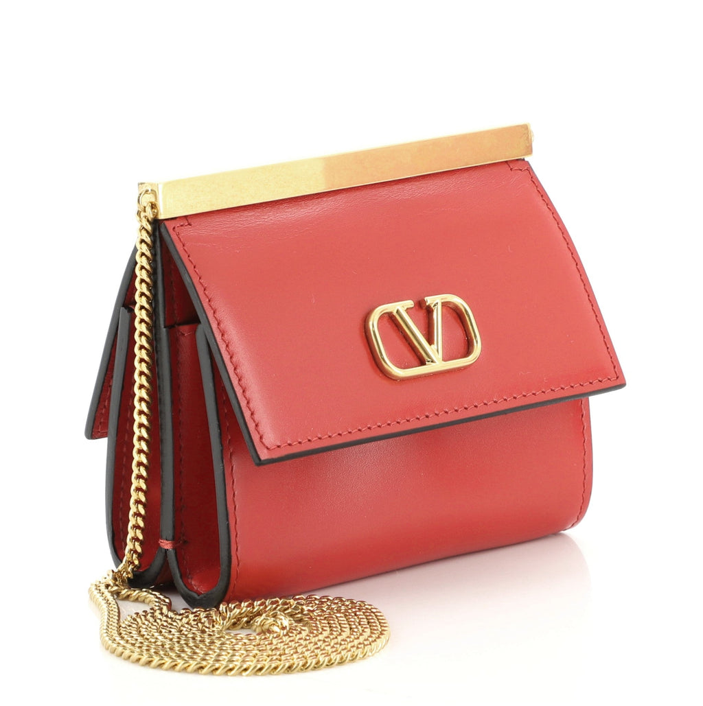 Vlogo Bar Frame Clutch Leather Mini