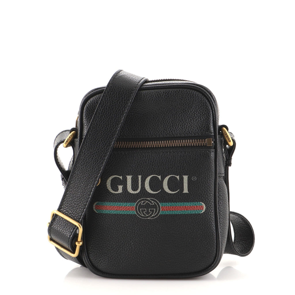 Logo Zip Messenger Bag Printed Leather Mini