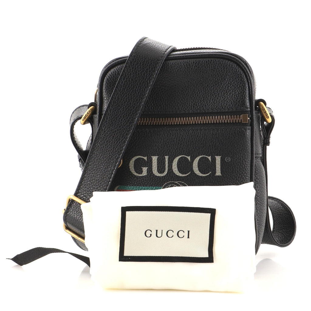 Logo Zip Messenger Bag Printed Leather Mini