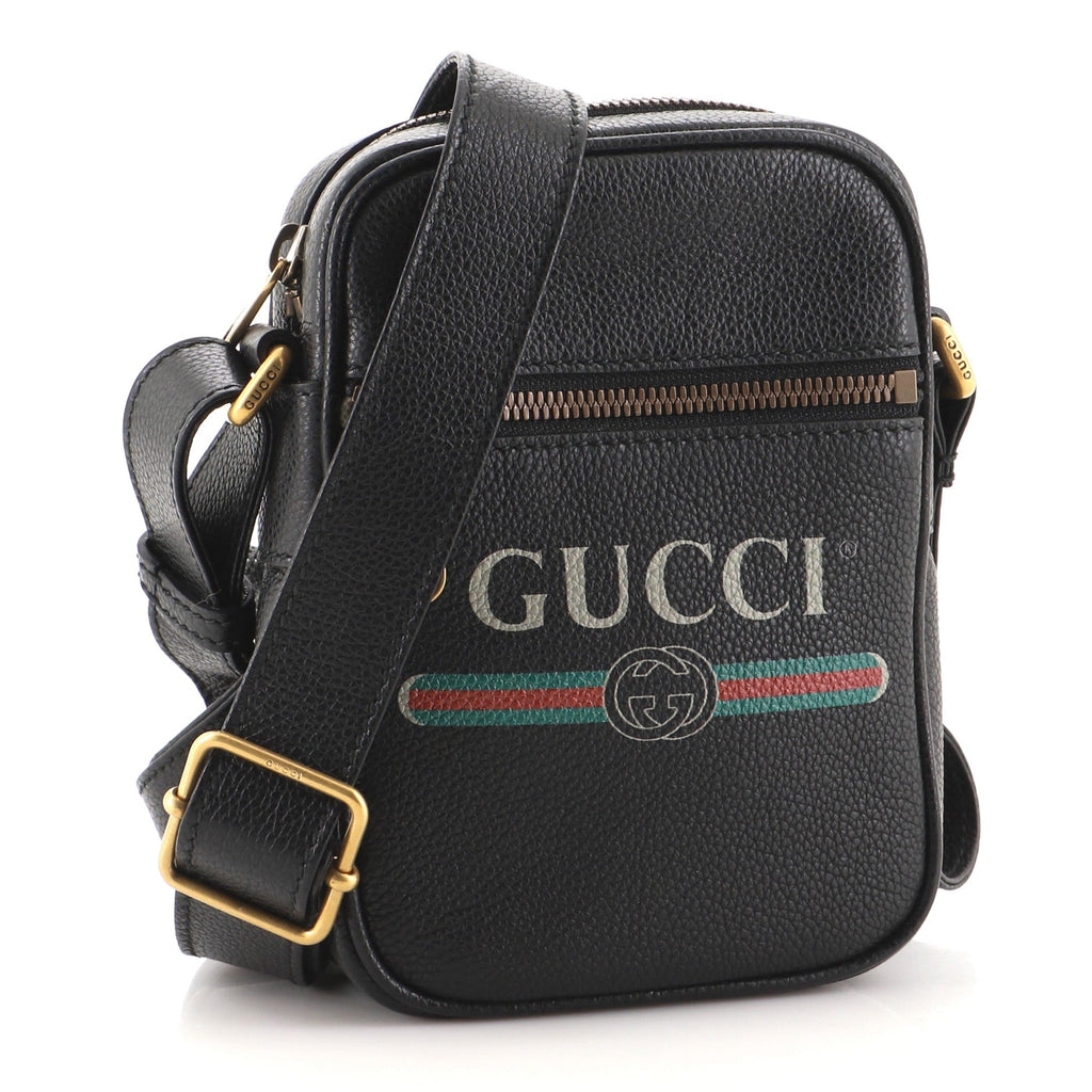 Logo Zip Messenger Bag Printed Leather Mini
