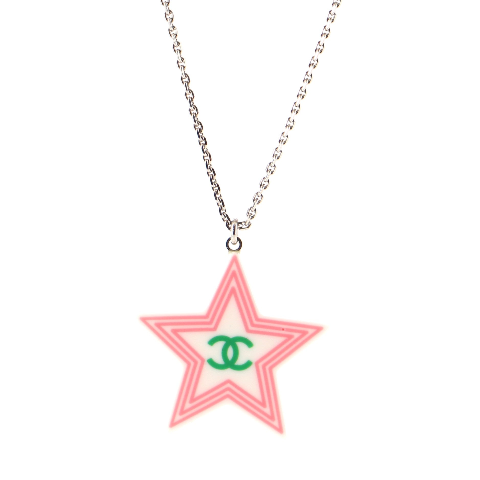 CC Star Pendant Necklace Metal and Resin