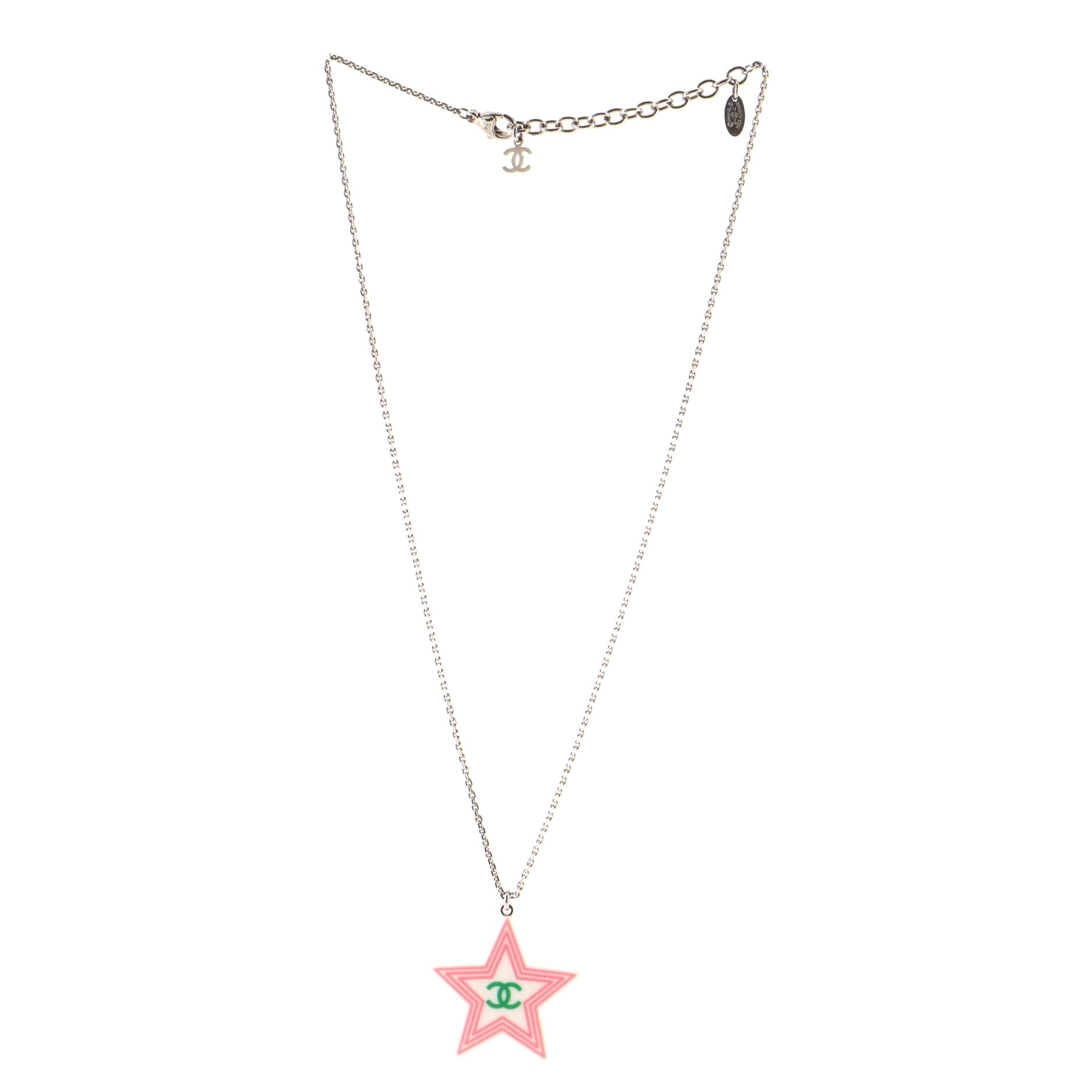 CC Star Pendant Necklace Metal and Resin