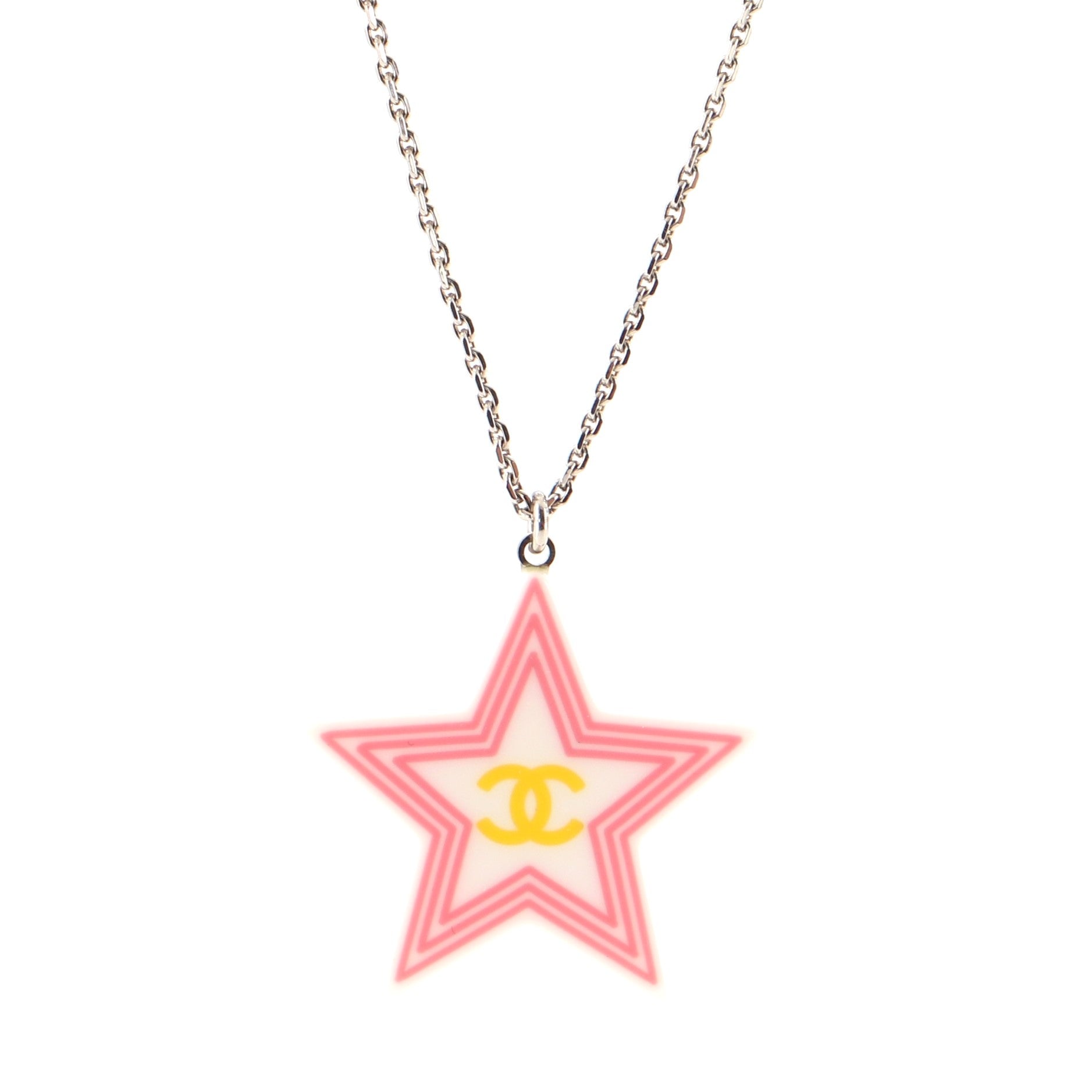 CC Star Pendant Necklace Metal and Resin