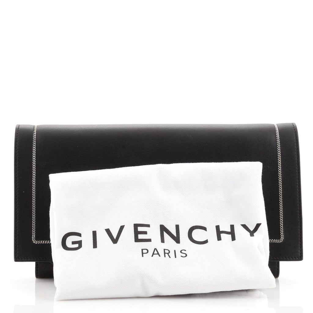 Shark Wristlet Clutch Leather with Chain Detail