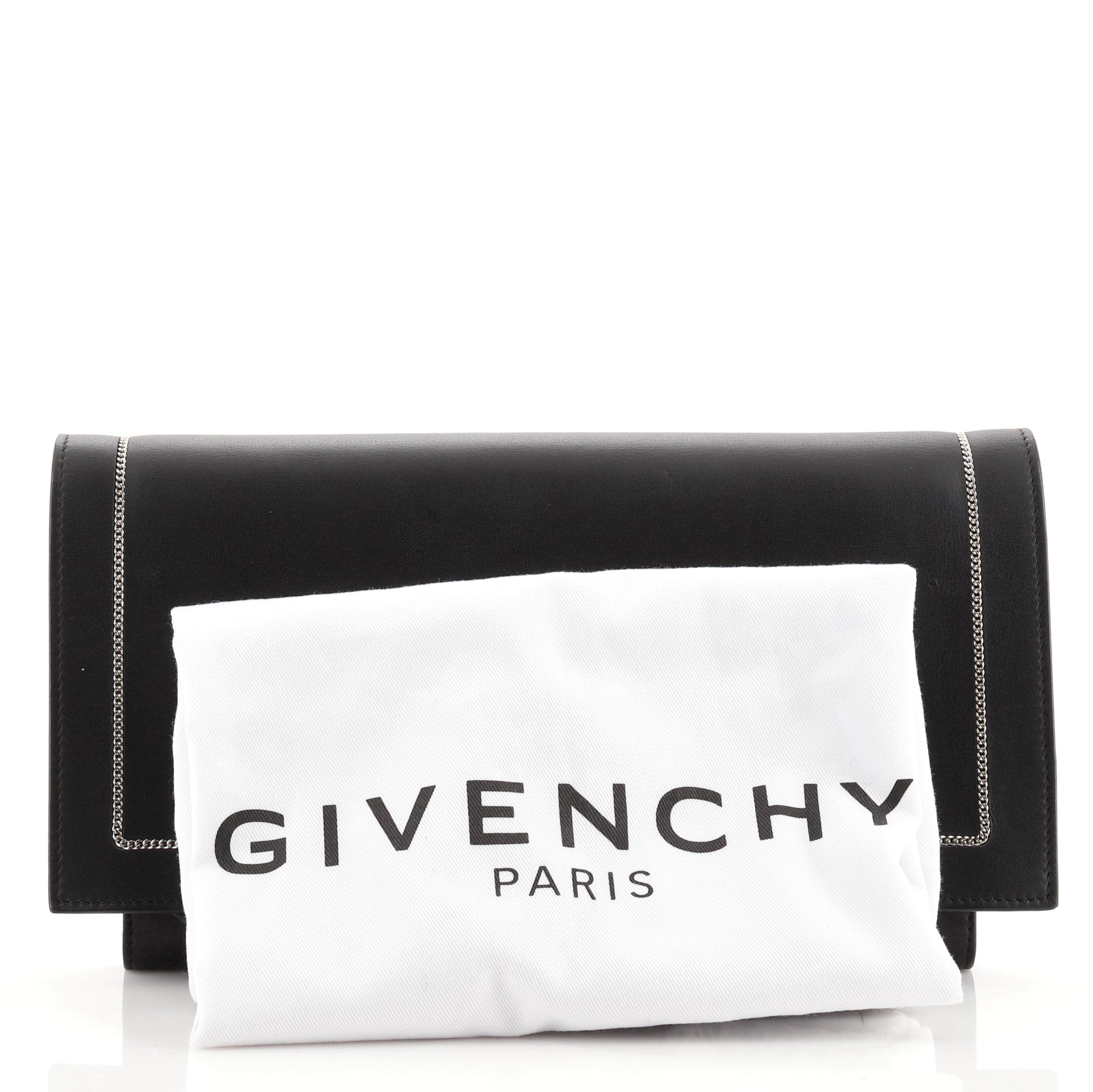 Shark Wristlet Clutch Leather with Chain Detail