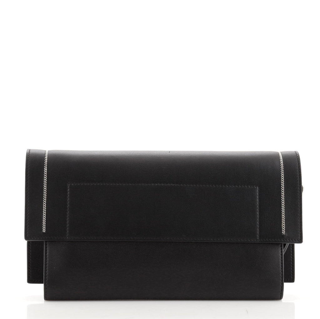 Shark Wristlet Clutch Leather with Chain Detail