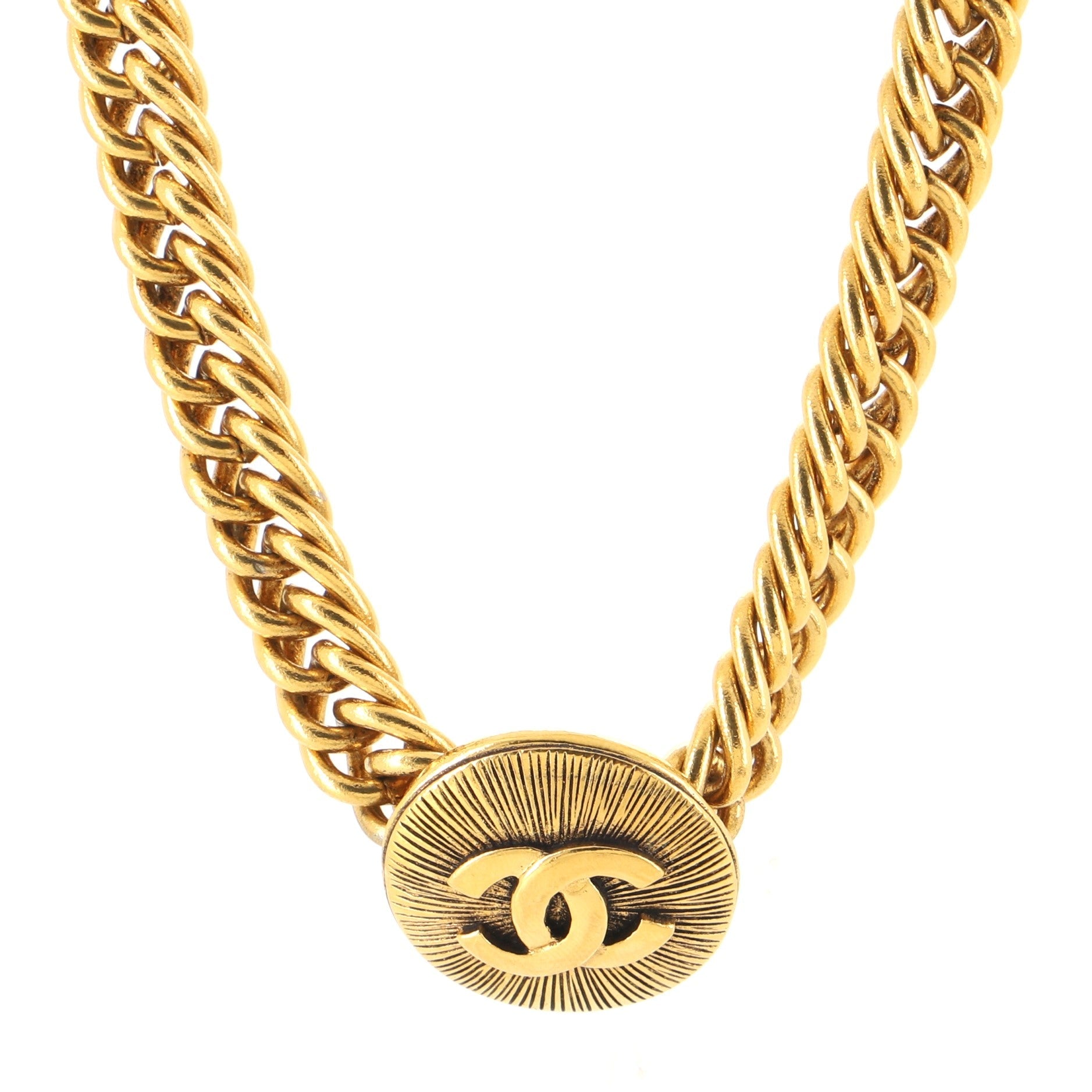 Vintage CC Round Choker Necklace Metal