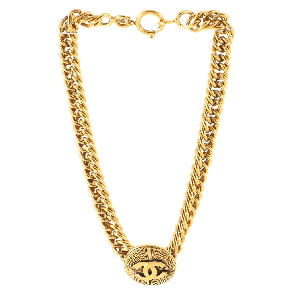 Vintage CC Round Choker Necklace Metal