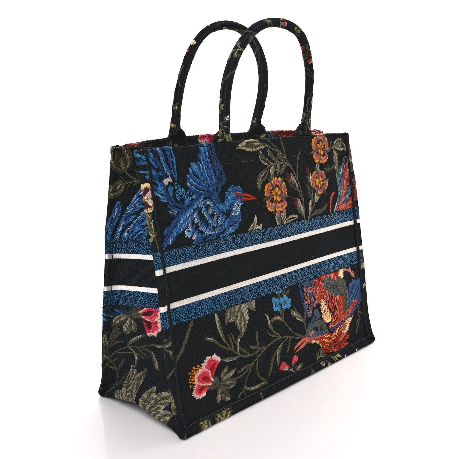 Canvas Embroidered Large Jardin d'Hiver Book Tote Black Multicolor