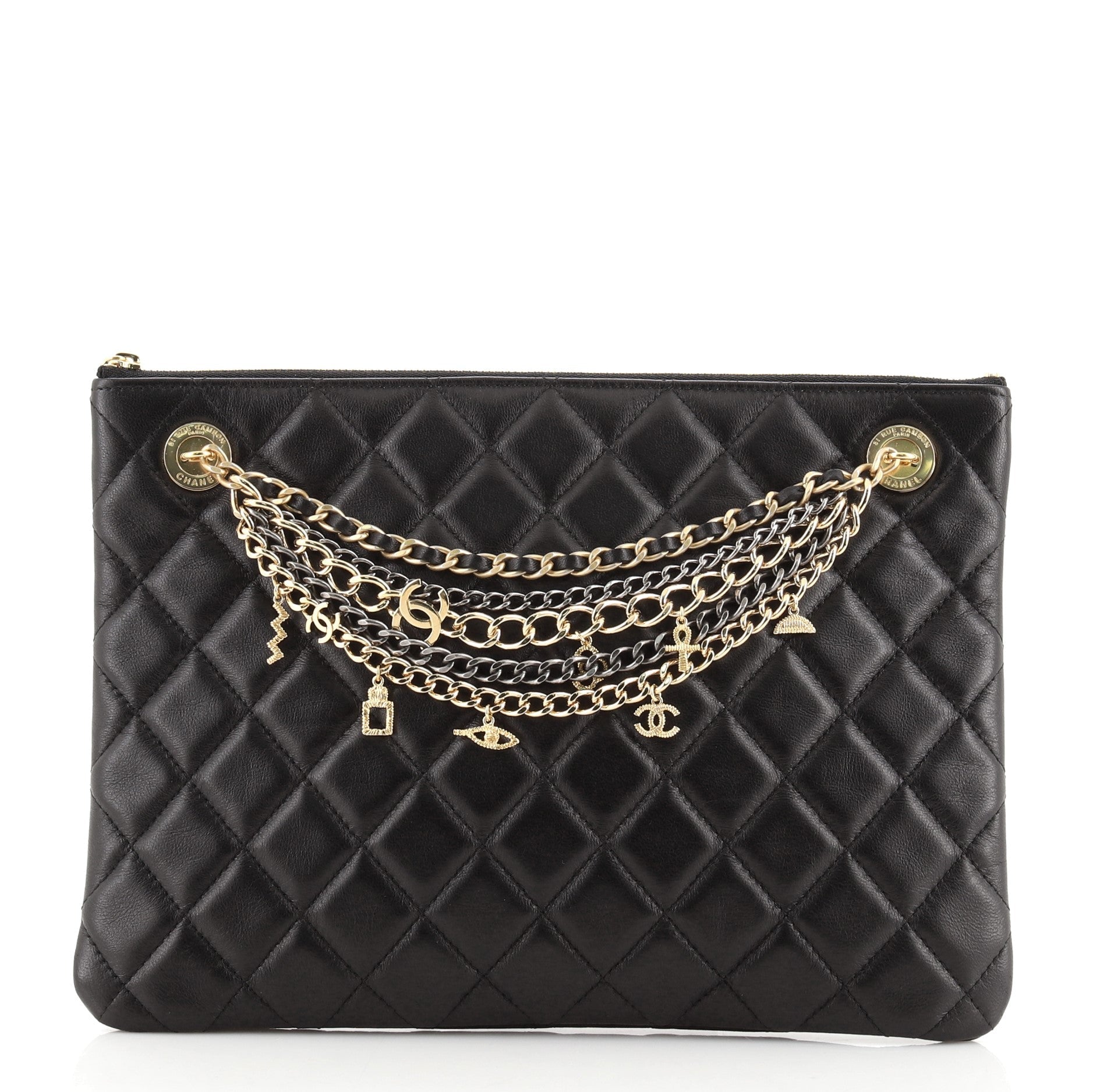 Egyptian Amulet O Case Clutch Quilted Lambskin Medium