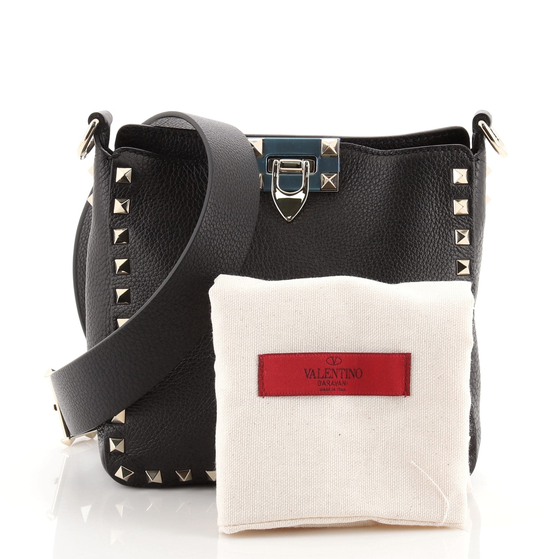 Rockstud Flip Lock Messenger Bag Leather Mini