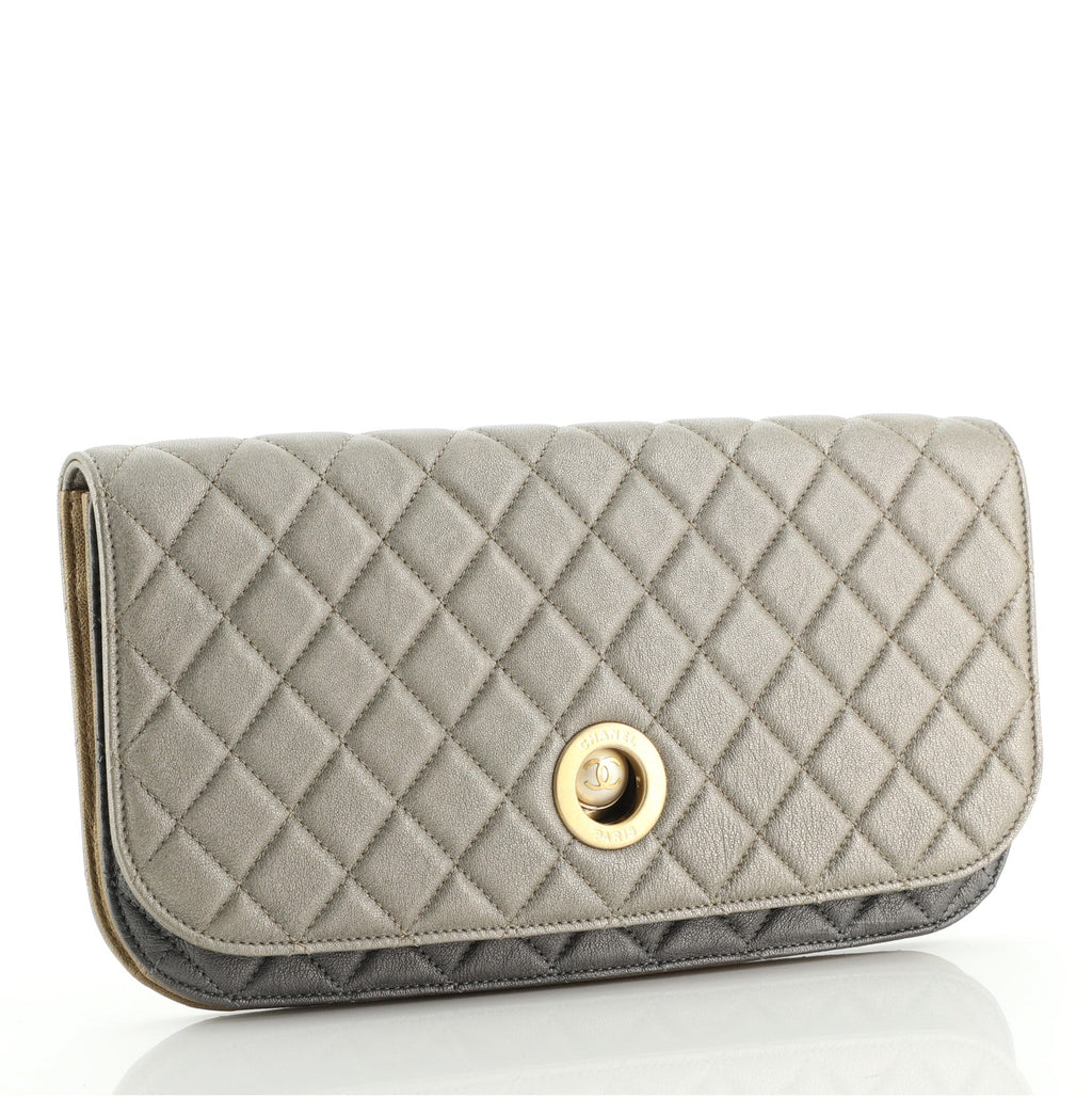 Pearl Full Flap Clutch Quilted Lambskin