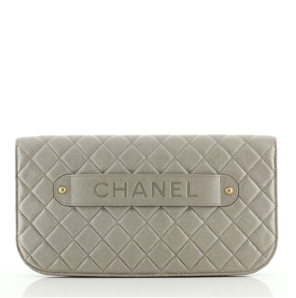 Pearl Full Flap Clutch Quilted Lambskin