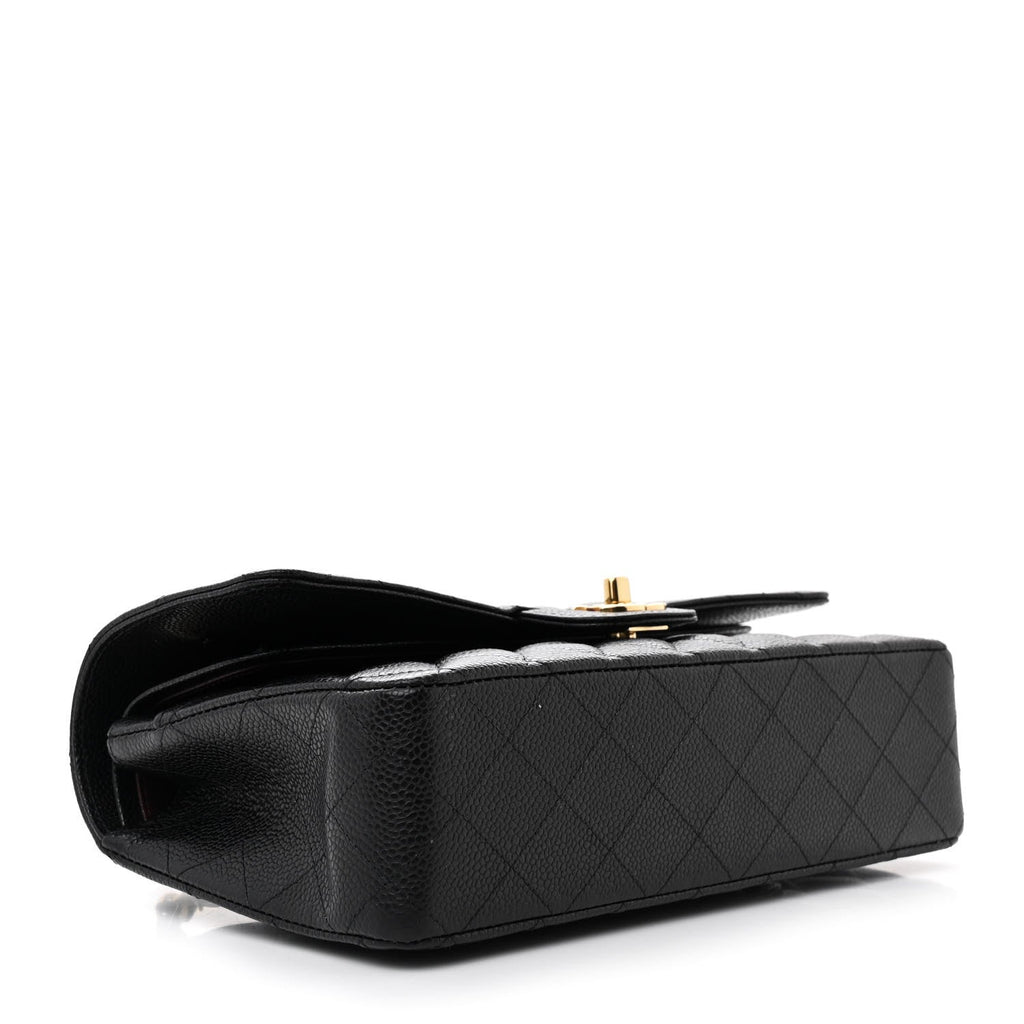 Caviar Quilted Medium Double Flap Black