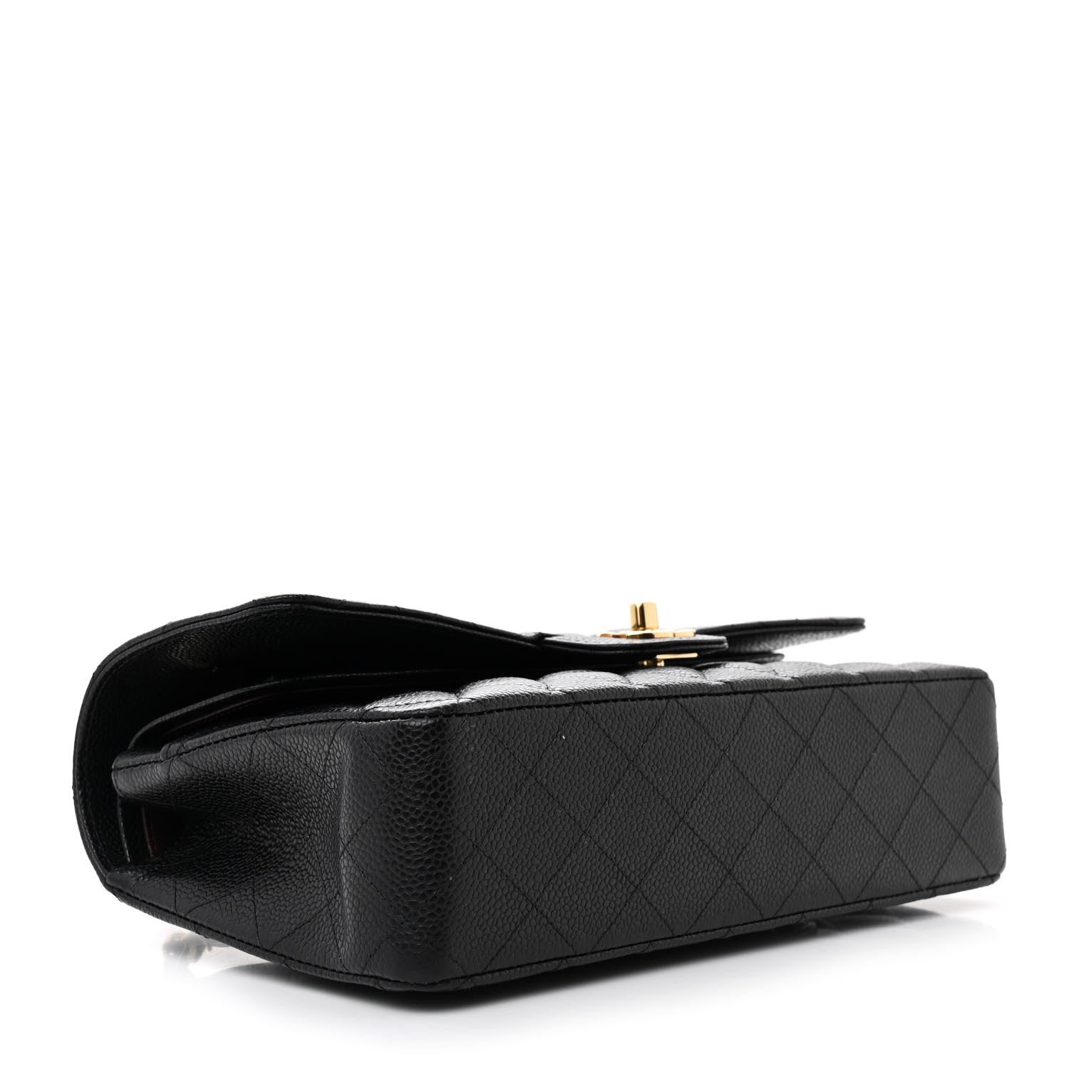 Caviar Quilted Medium Double Flap Black