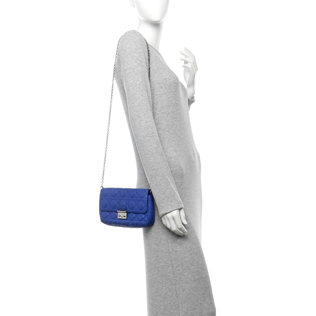 Lambskin Cannage Miss Dior Promenade Pouch Blue