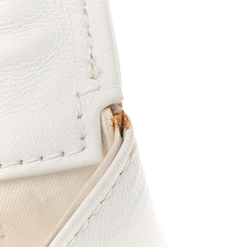 Calfskin Quilted Wild Stitch Large Flap White