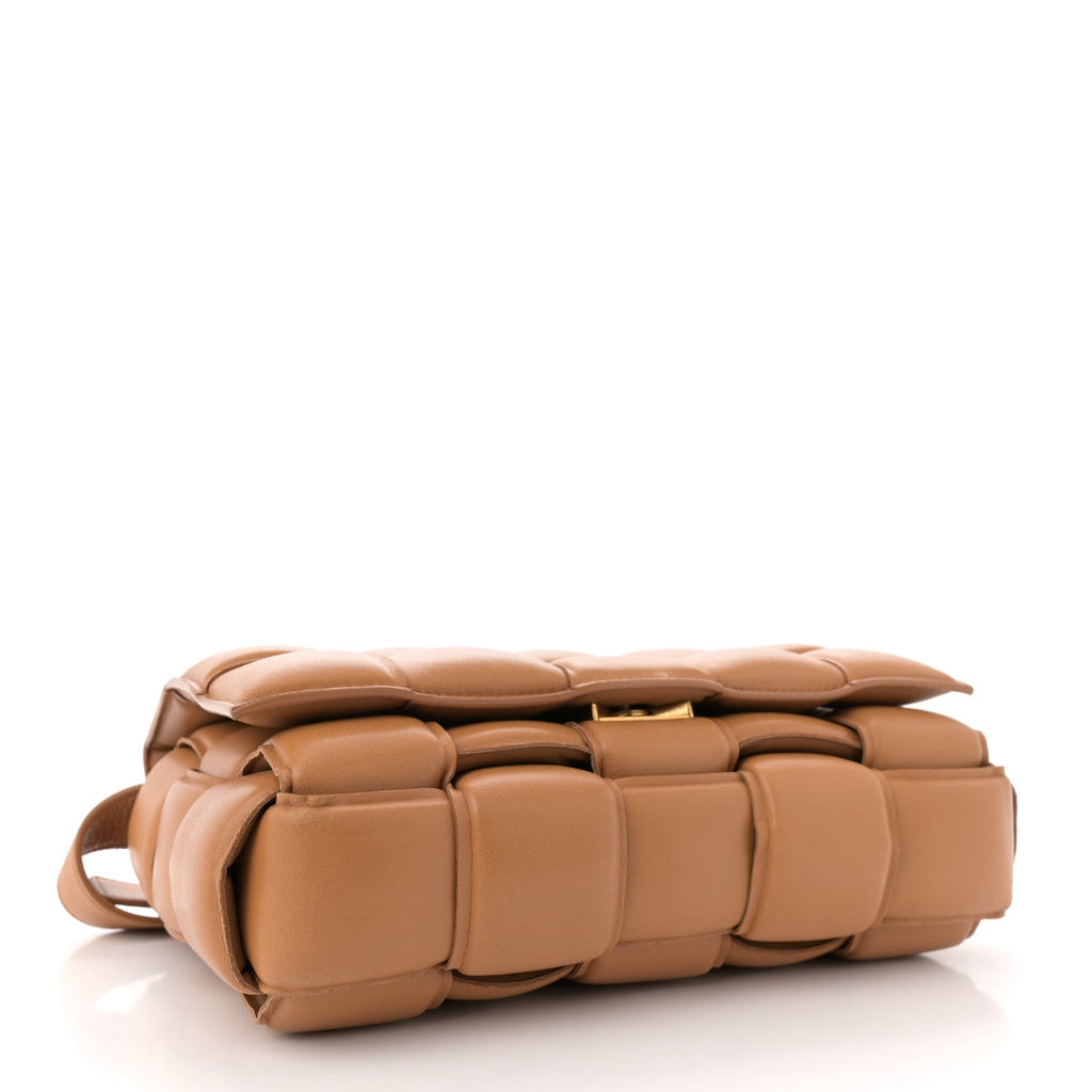 Nappa Maxi Intreccio Padded Cassette Crossbody Bag Caramel