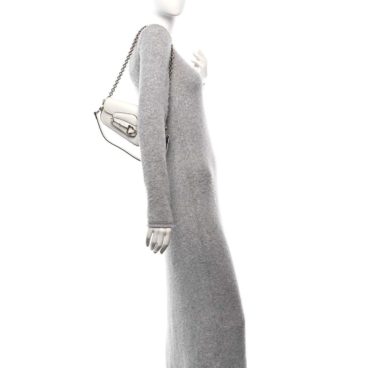 Calfskin Mini Horsebit 1955 Asymmetric Shoulder Bag Great White