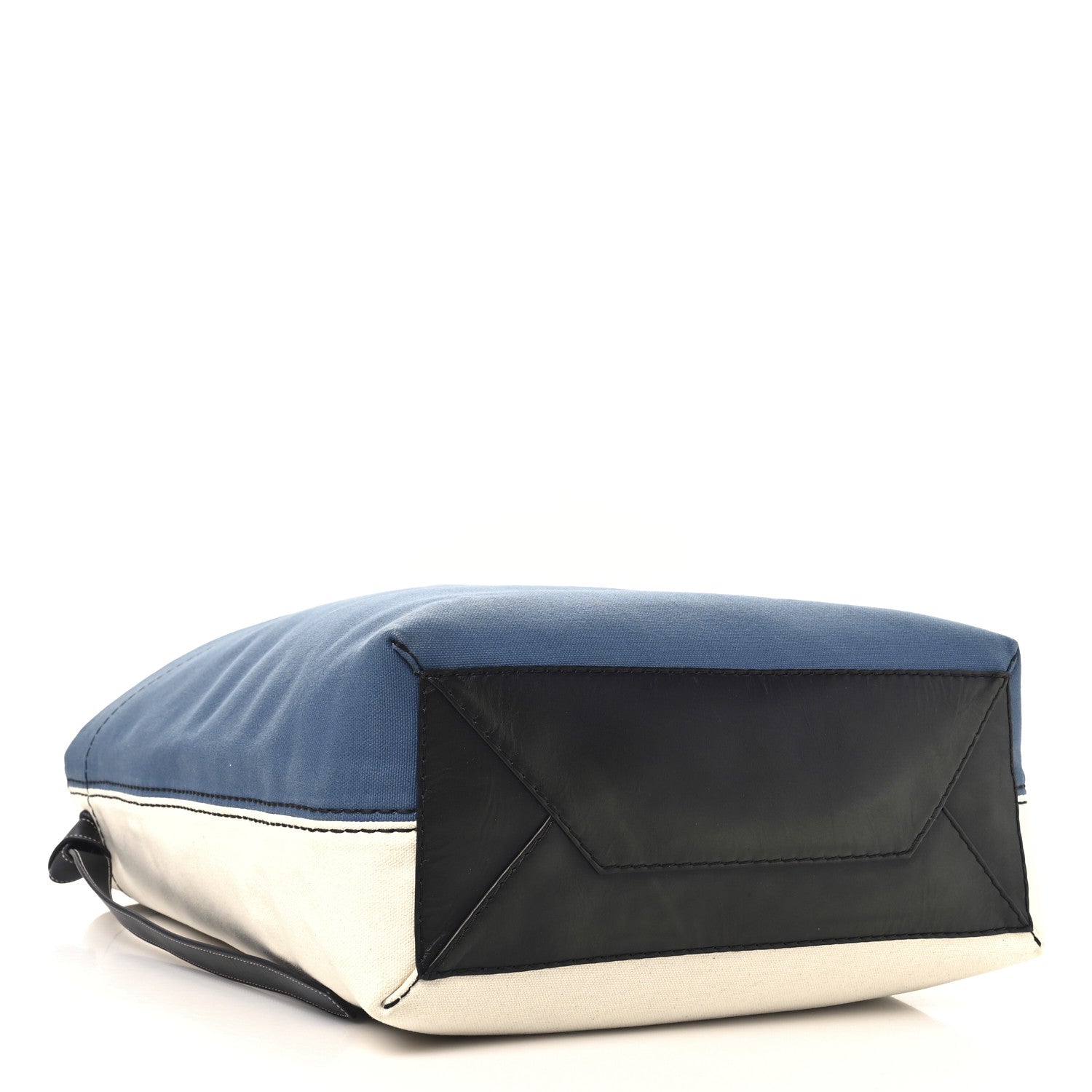 Canvas Calfskin Large Twisted Cabas Beige Blue