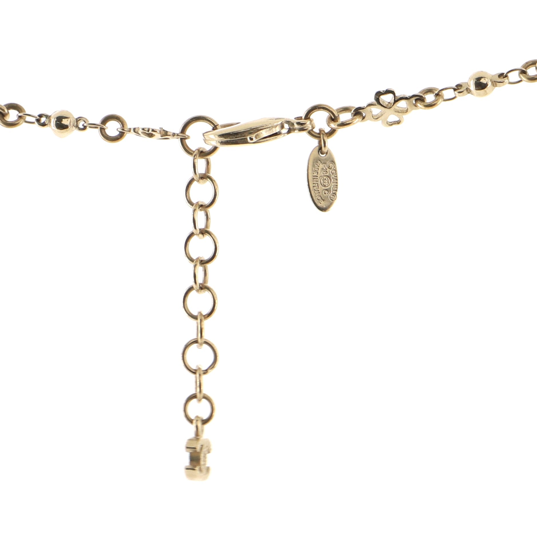 CC Long Necklace Faux Pearls and Metal