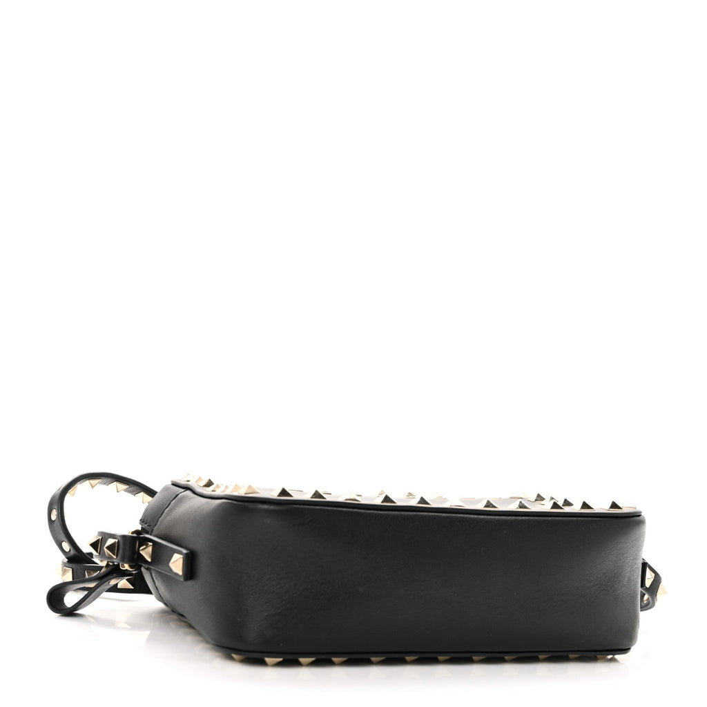 Calfskin Rockstud Camera Crossbody Bag Black
