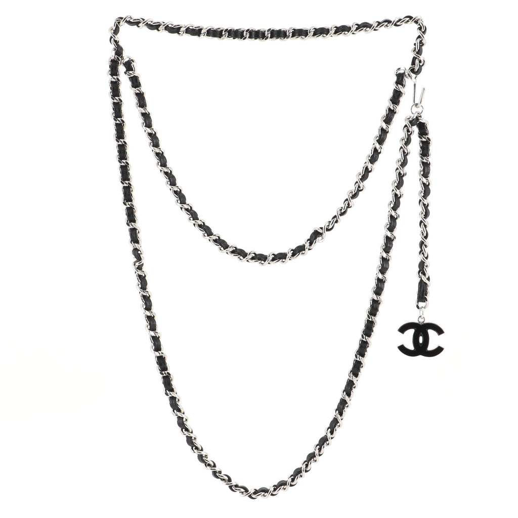 CC Charm Double Chain Belt Metal and Leather 90