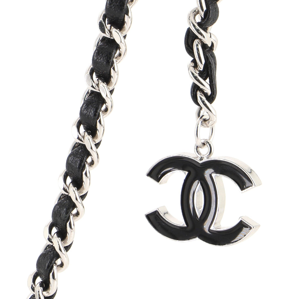 CC Charm Double Chain Belt Metal and Leather 90