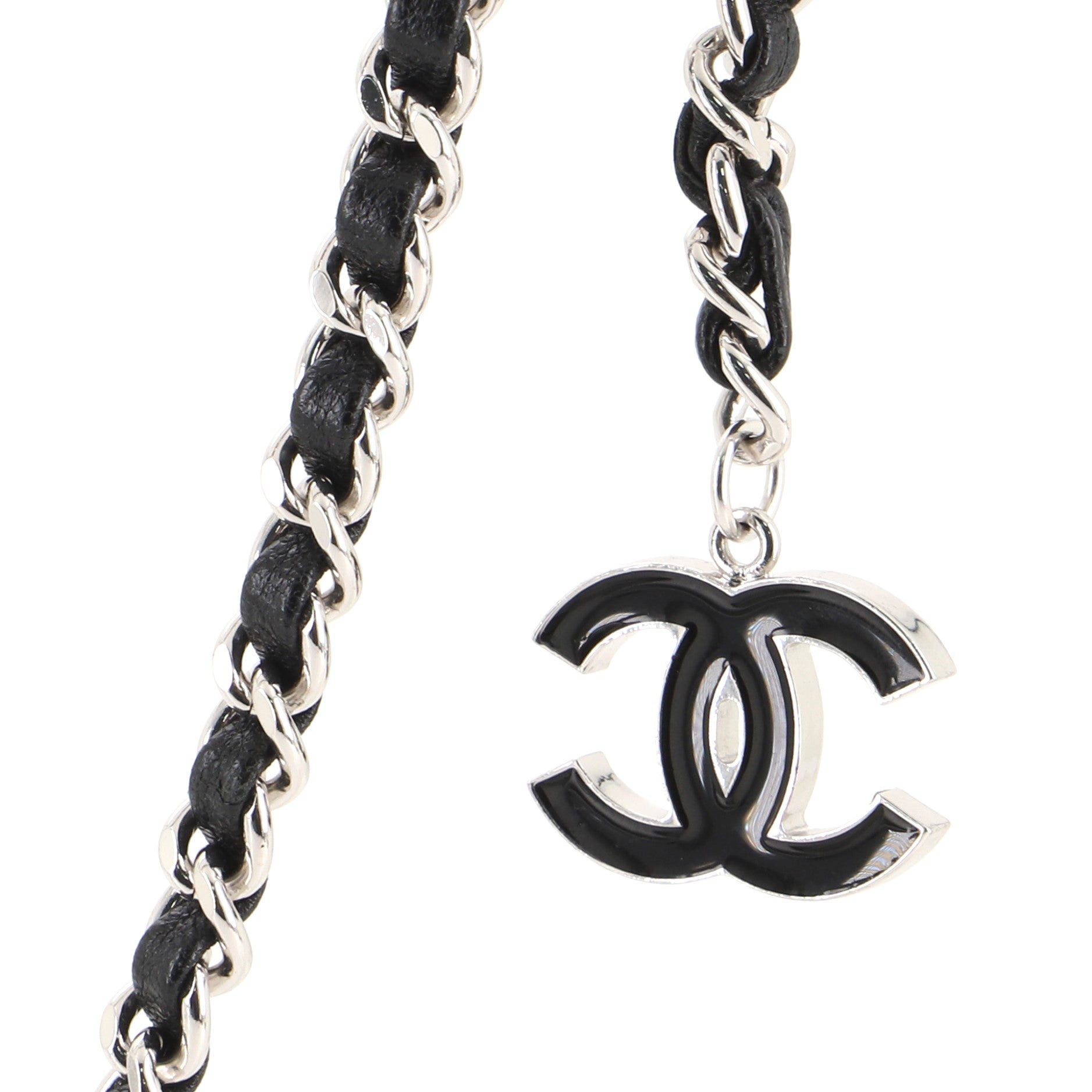 CC Charm Double Chain Belt Metal and Leather 90