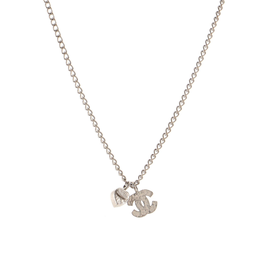 CC Heart Charm Pendant Necklace Metal with Crystals