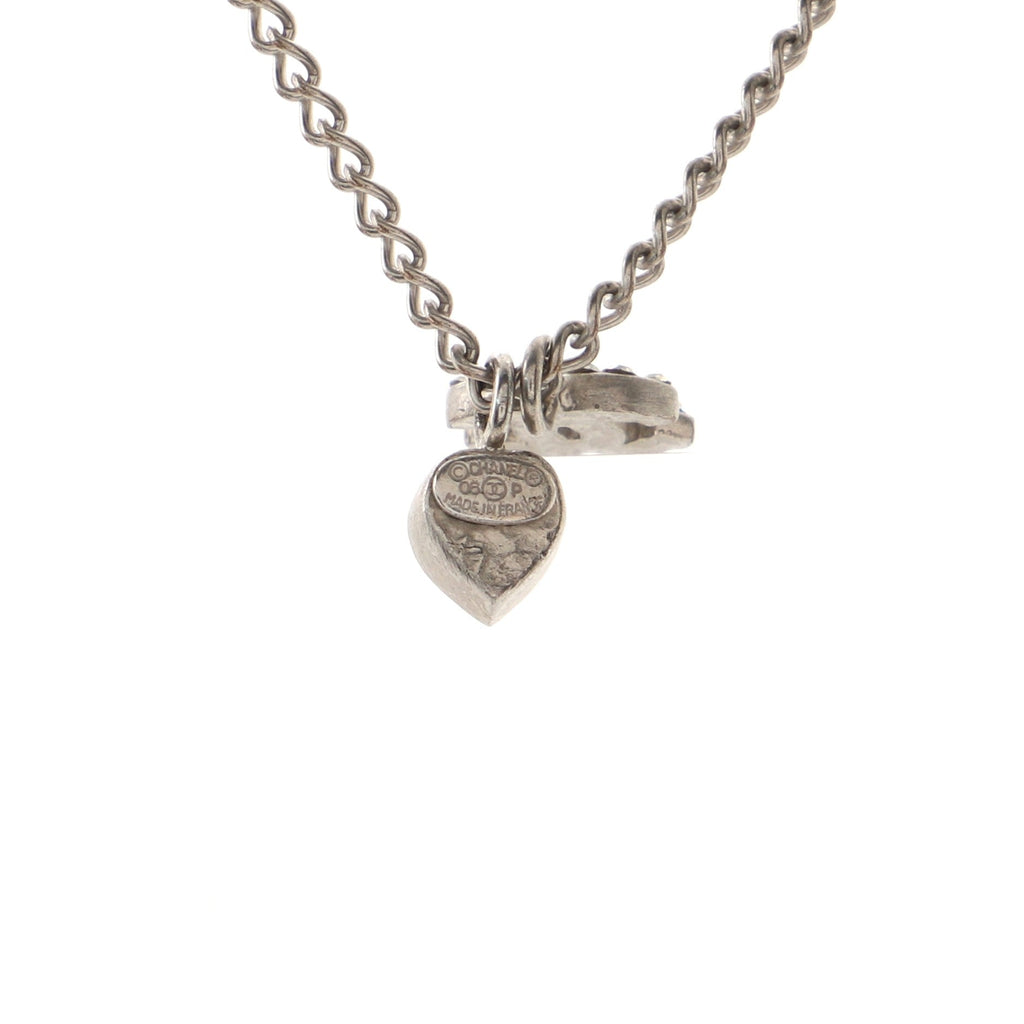 CC Heart Charm Pendant Necklace Metal with Crystals