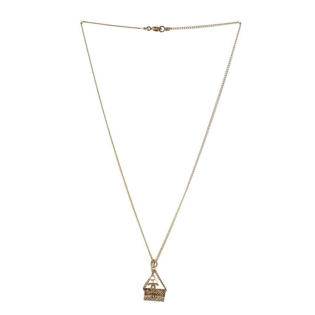 CC Flap Bag Pendant Necklace Metal