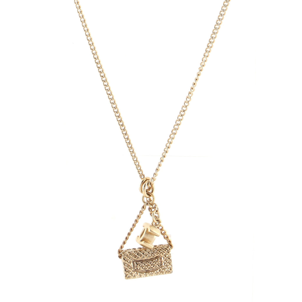 CC Flap Bag Pendant Necklace Metal