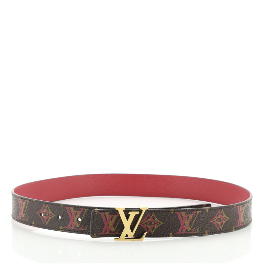 LV Initiales Reversible Belt Rainbow Monogram and Leather Thin 80