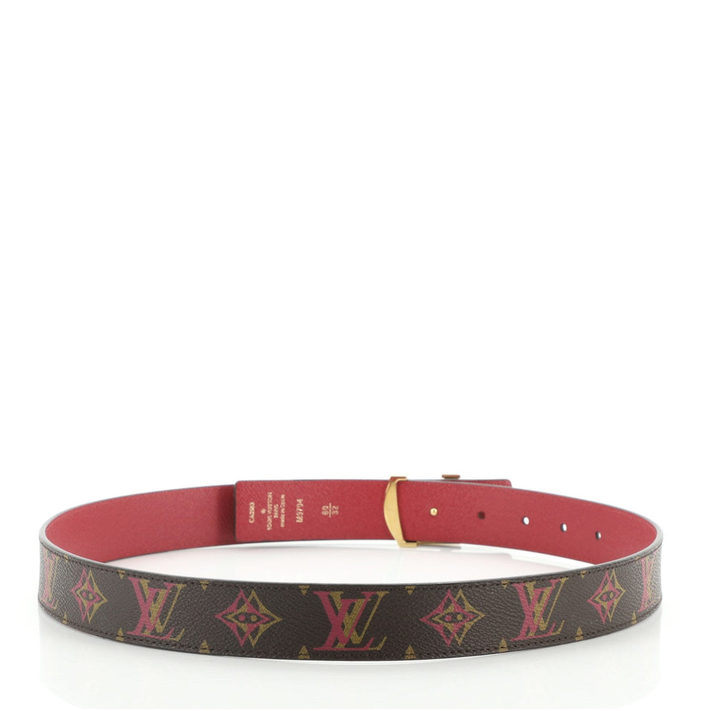 LV Initiales Reversible Belt Rainbow Monogram and Leather Thin 80