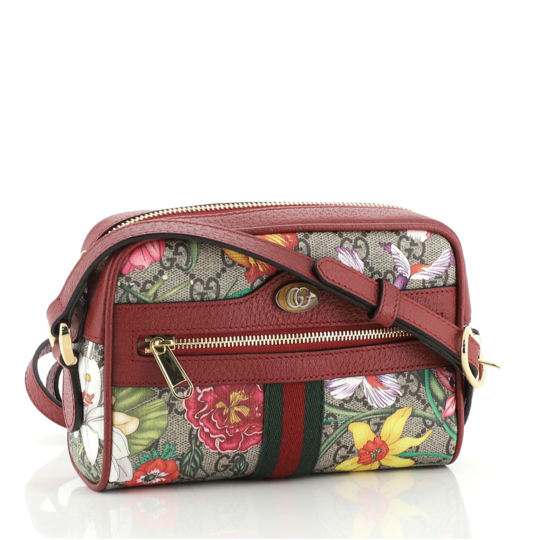 Ophidia Shoulder Bag Flora GG Coated Canvas Mini