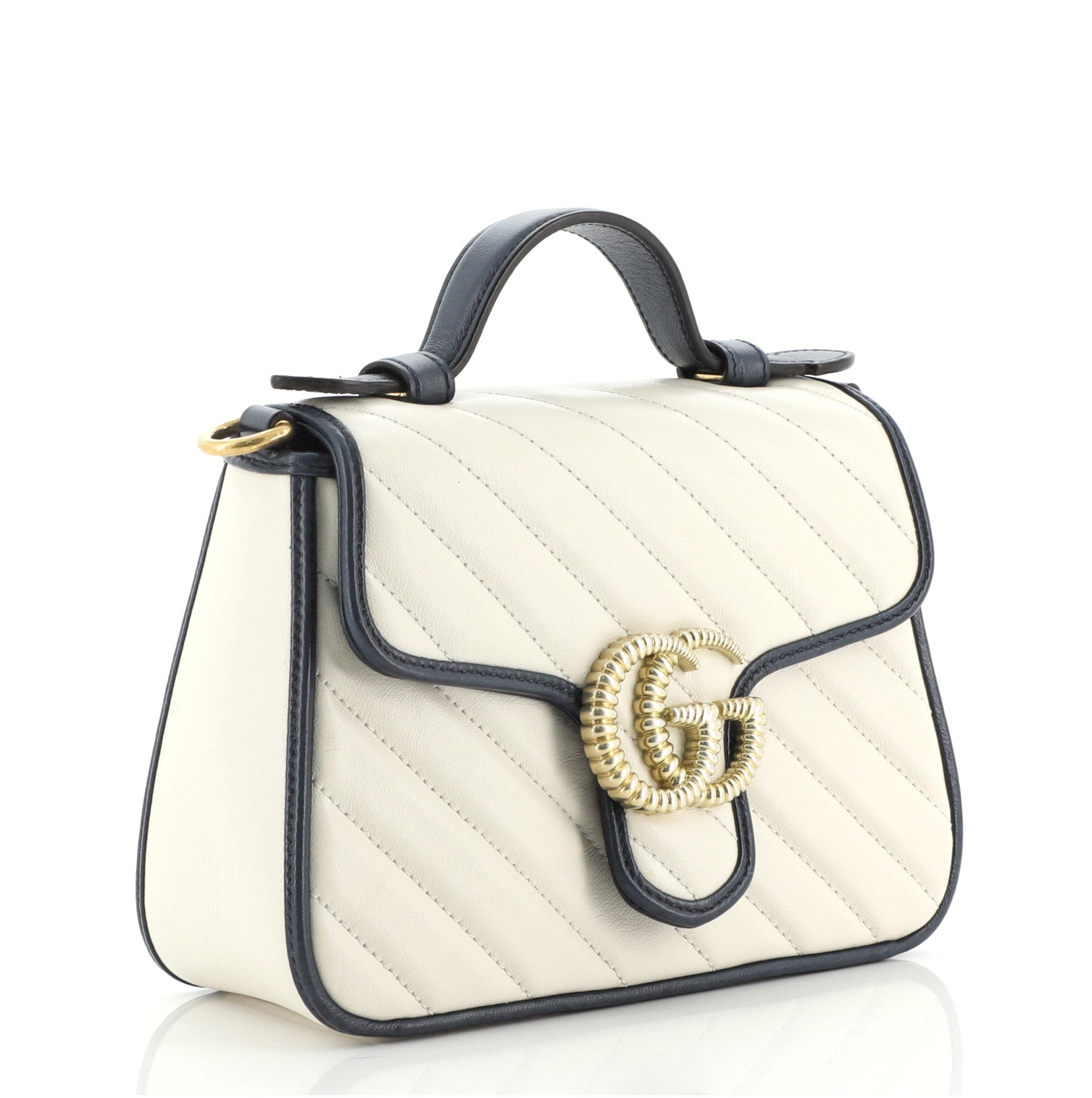 GG Marmont Top Handle Flap Bag Diagonal Quilted Leather Mini