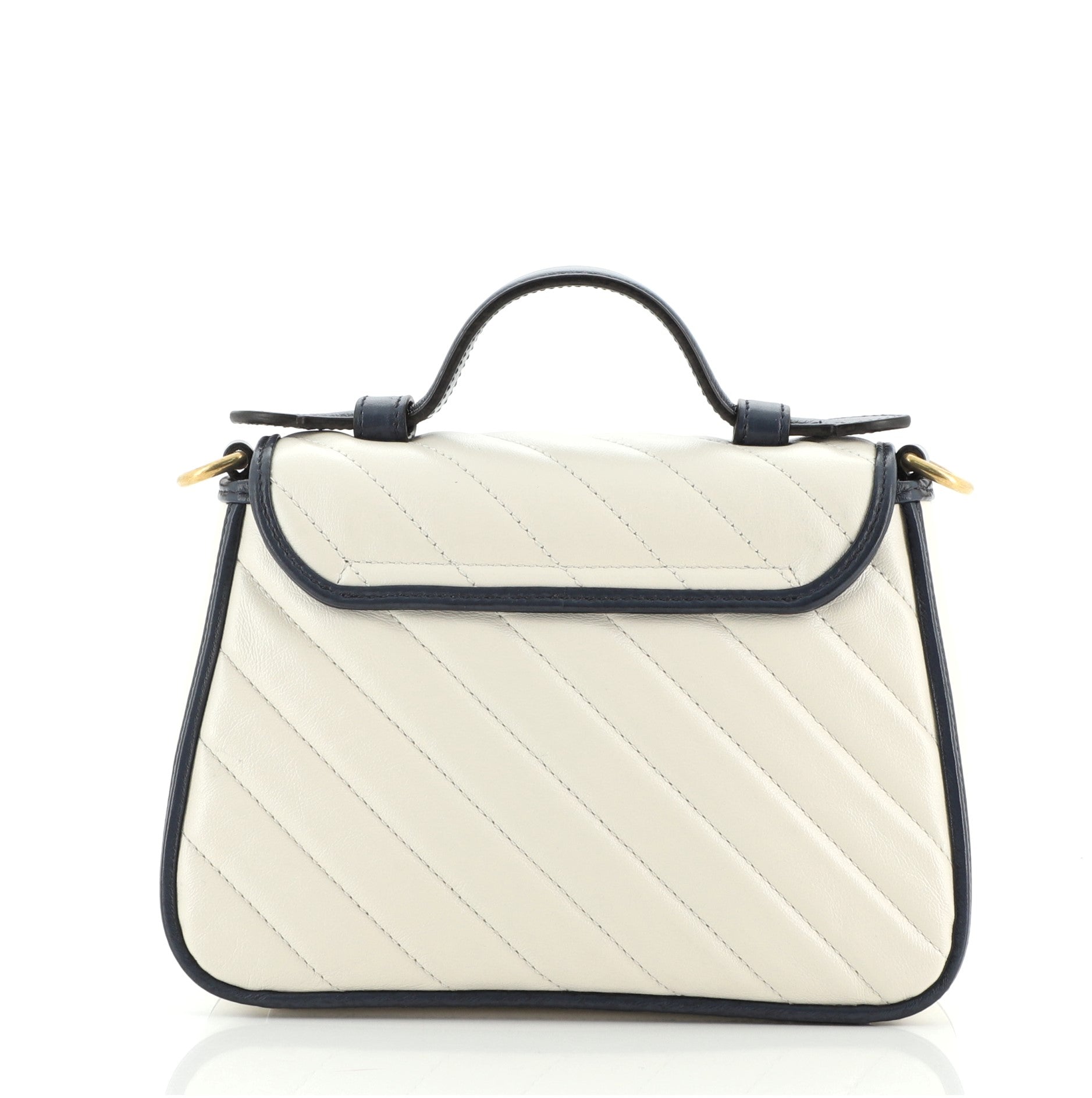 GG Marmont Top Handle Flap Bag Diagonal Quilted Leather Mini