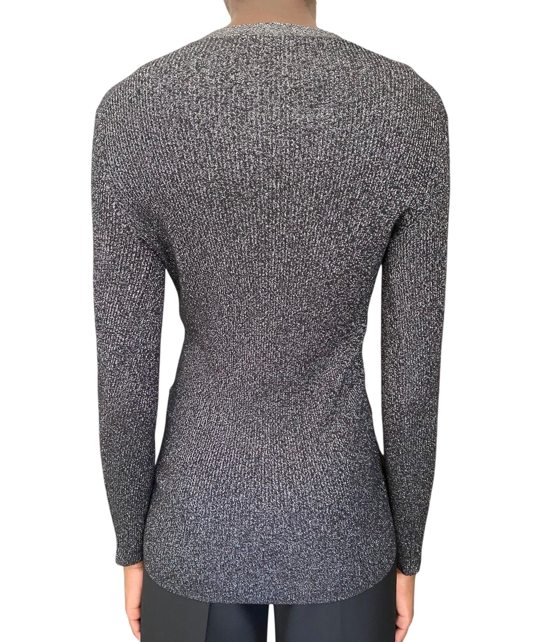 Prada Silver Metallic Ribbed Knit igan - S / M