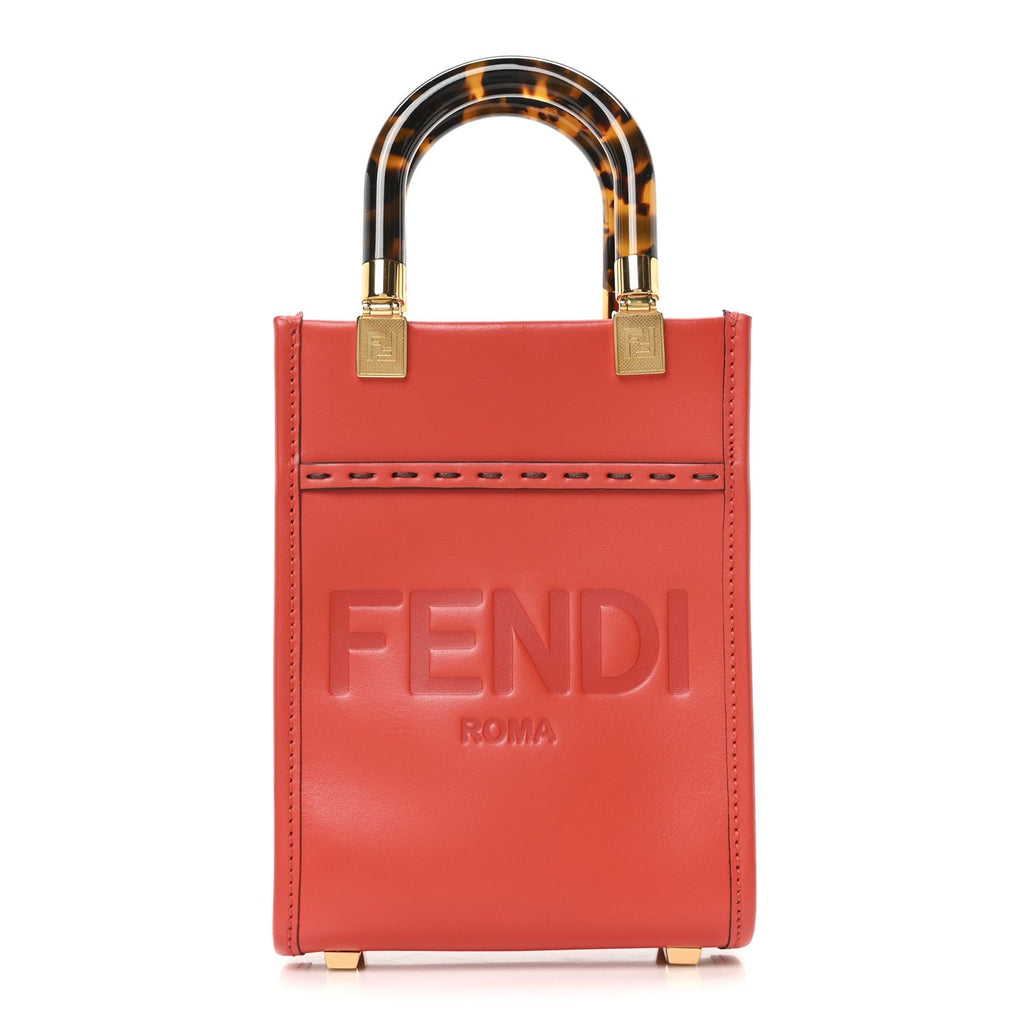 Vitello King Plexiglass Logo Embossed Mini Fendi Sunshine Shopper Tote Papavero