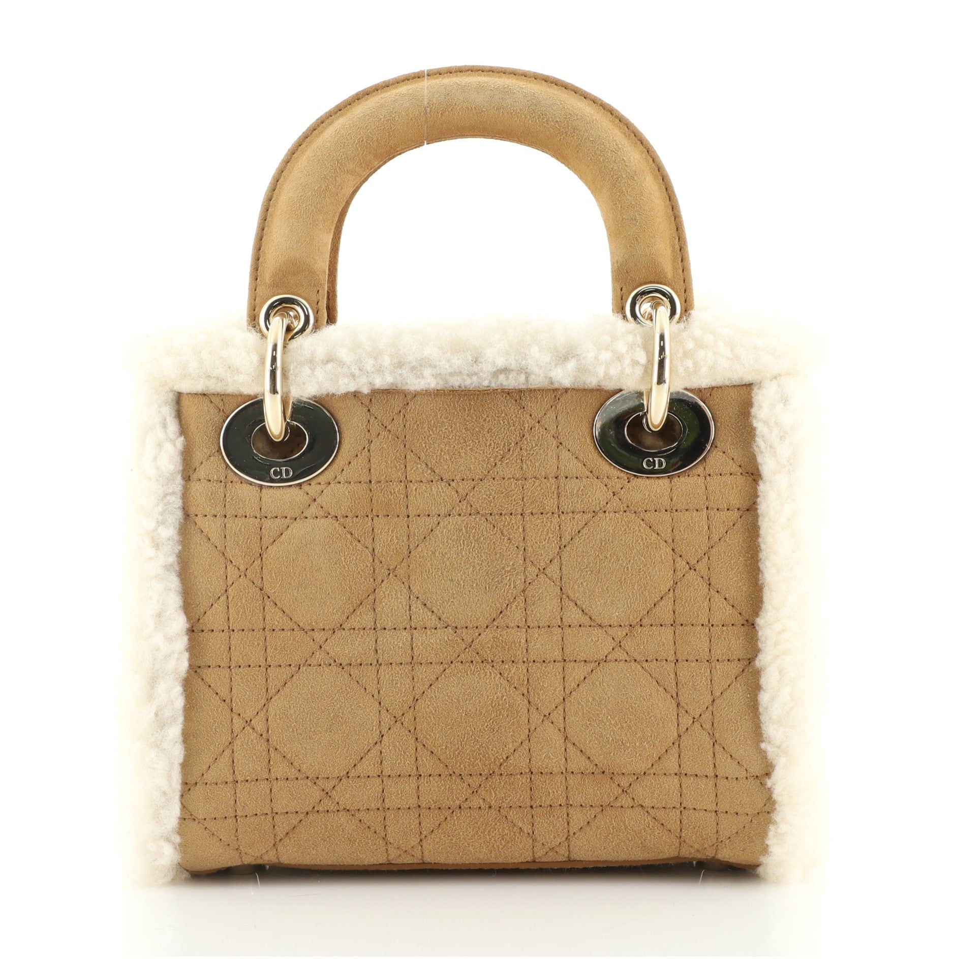 Lady Dior Chain Bag Cannage Quilt Shearling Mini