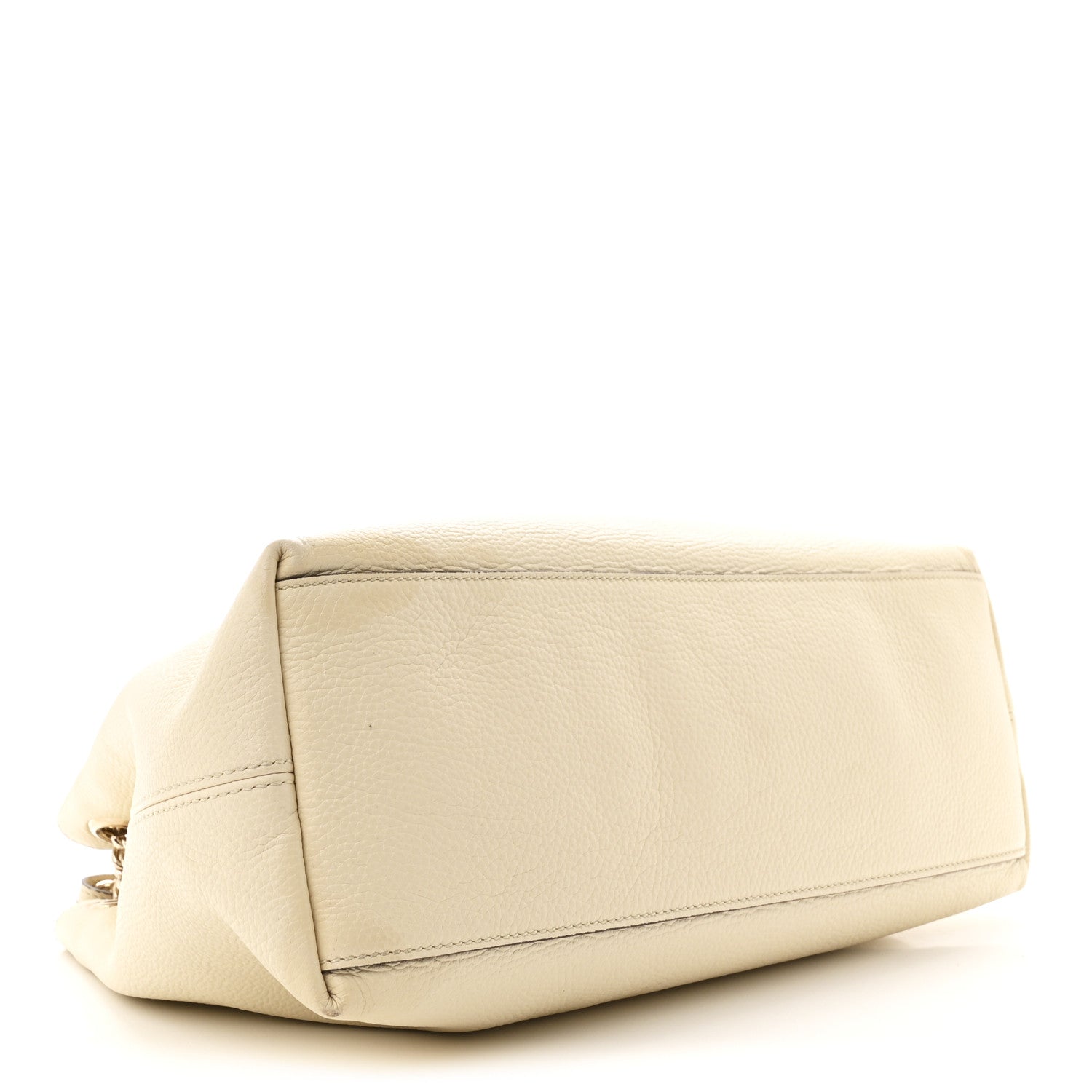 Pebbled Calfskin Medium Soho Chain Shoulder Bag Off White