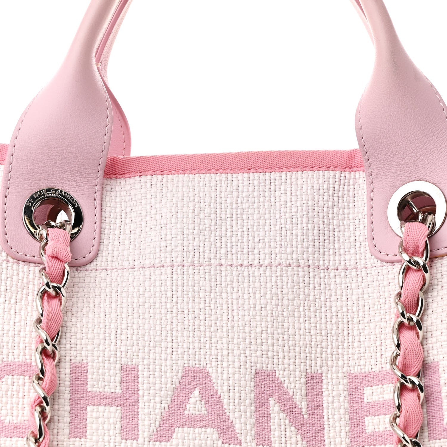 Woven Straw Raffia Medium Deauville Tote Pink