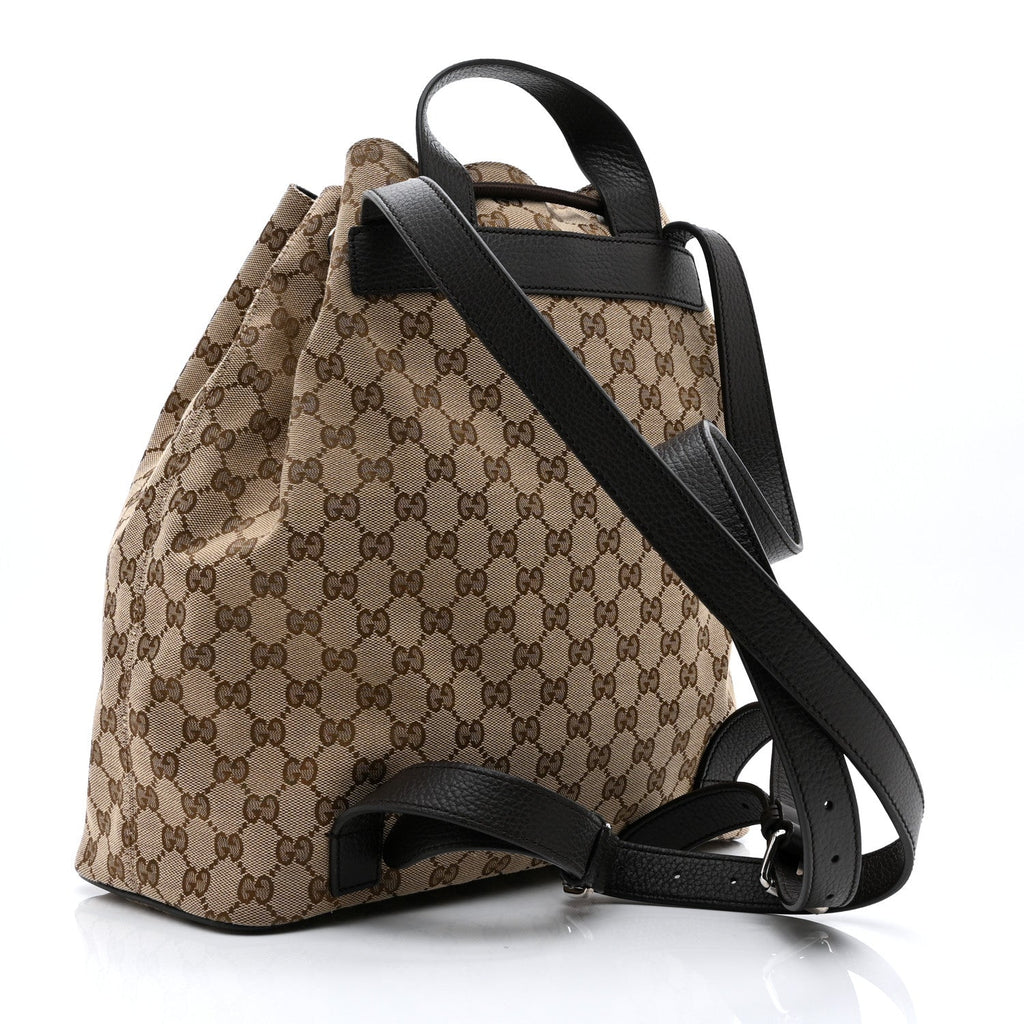 Monogram Dollar Calfskin O Drawstring Backpack Beige Ebony Testa di Moro Dark Chocolate
