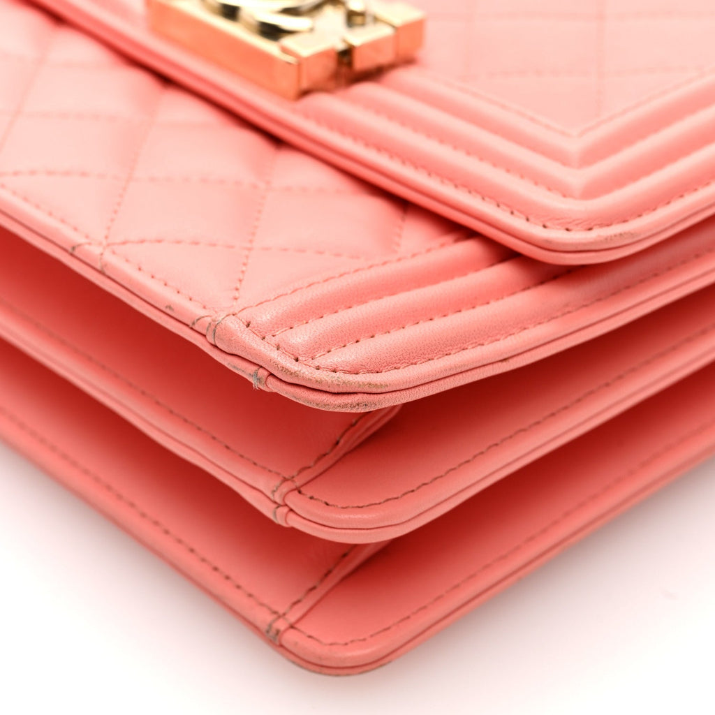 Lambskin Quilted North South Boy Flap Pink