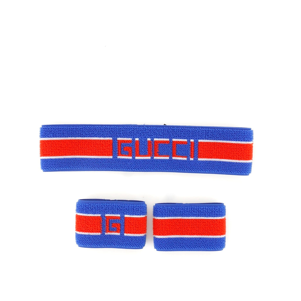 Gucci Stripe Headband and Wristband Set Cotton Medium Large