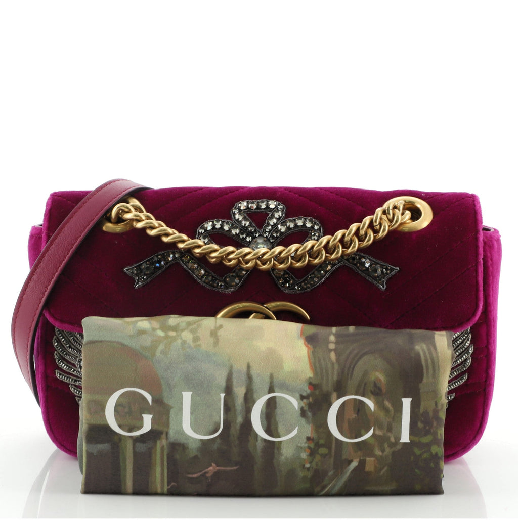 GG Marmont Flap Bag Embellished Matelasse Velvet Mini