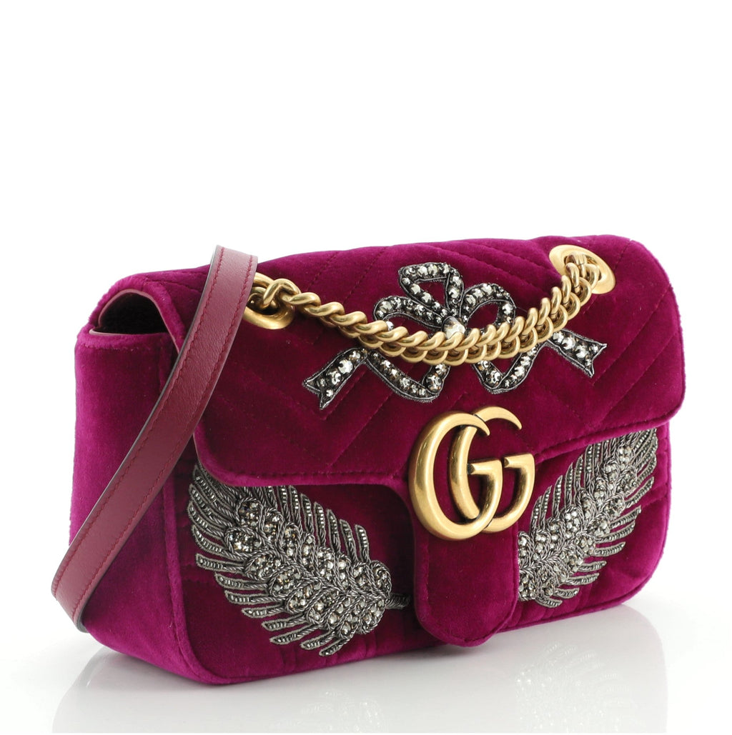 GG Marmont Flap Bag Embellished Matelasse Velvet Mini