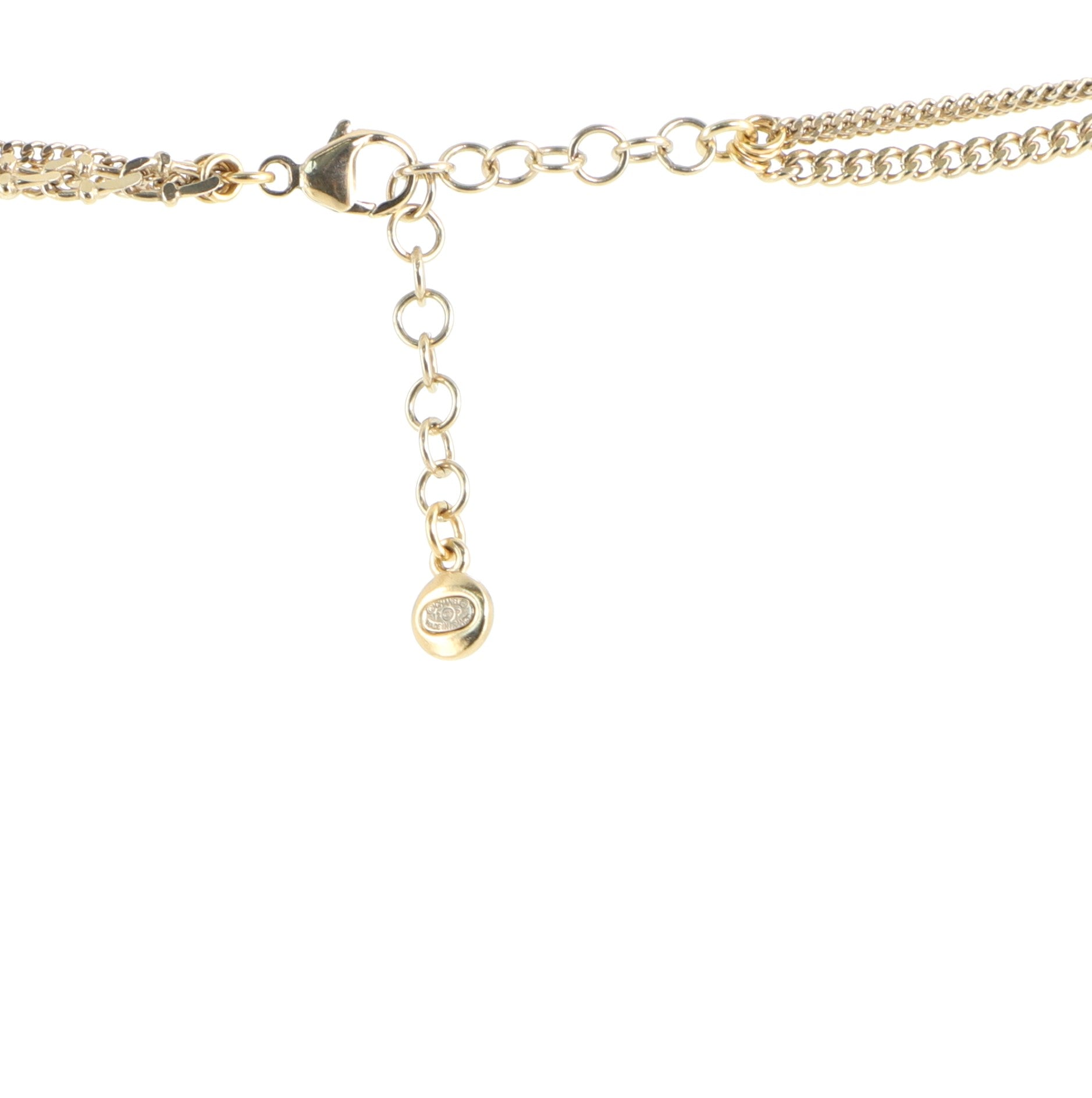 Triple CC Long Chain Necklace Crystal Embellished Metal