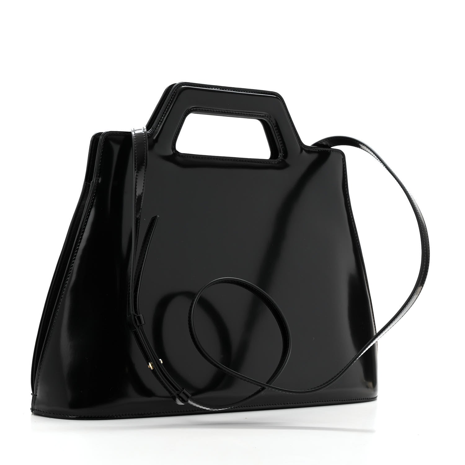 Brushed Off Calfskin Medium Wanda Top Handle Bag Black